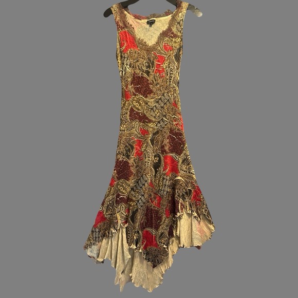 Komarov Dresses & Skirts - Y2K KOMAROV Crinkle Midi Slip Dress Asymmetrical Hem Size M Fairy Grunge Bias